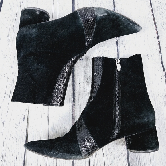 SIGERSON MORRISON | Zero suede & leather patchwork pointed toe ankle boots - Picture 2 of 13